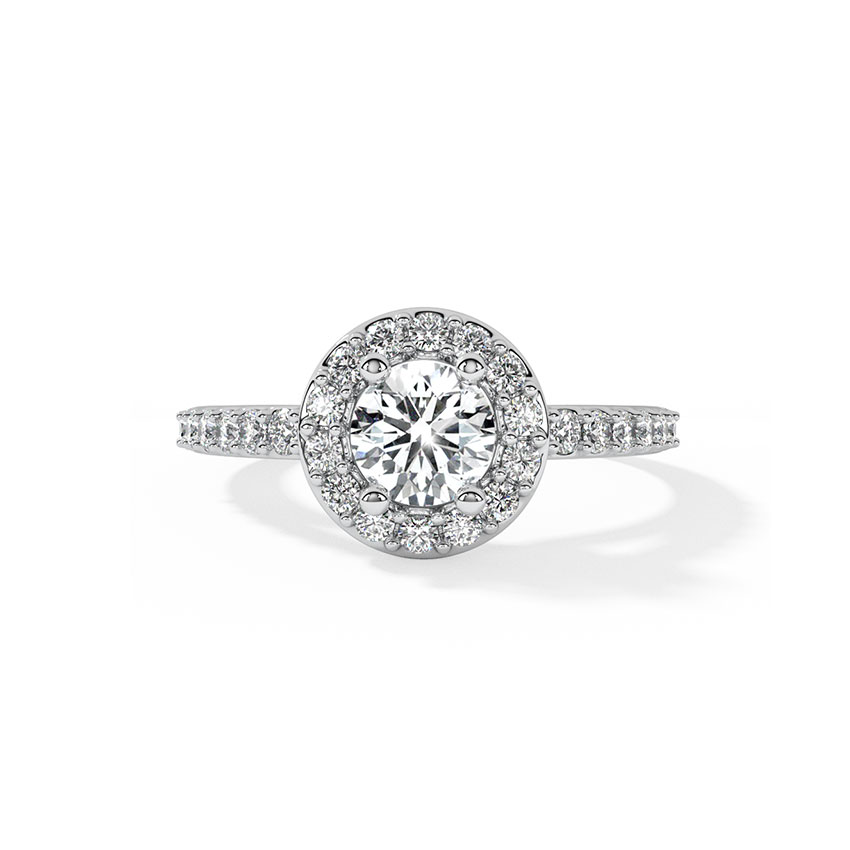 Round Halo Solitaire Ring