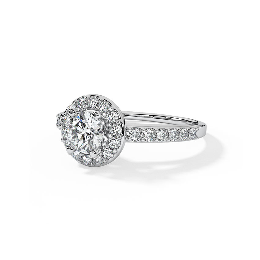 Round Halo Solitaire Ring
