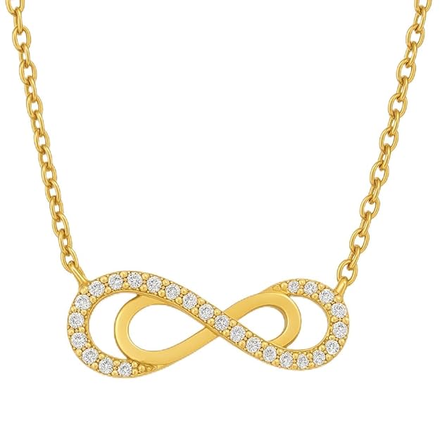 ZAVYA 925 Sterling Gold Infinity Cubic Zirconia Anti Tarnish